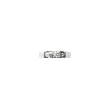 Solitaire Isabelle Barrier en or blanc serti de diamants naturels, taille 53